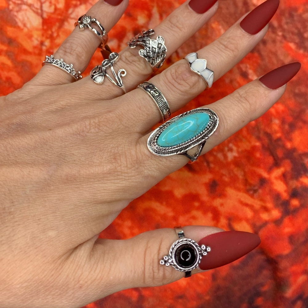 3/$10 NEW Boho Style Rings & MIDI Rings Design Mix / silver tone Bundle NWOT - Picture 4 of 6